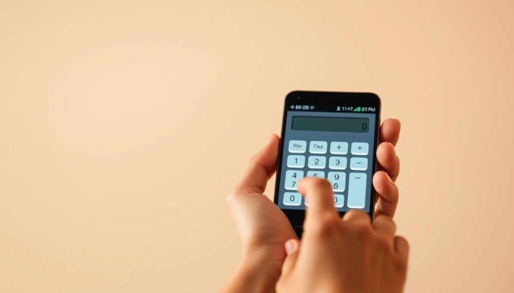 A modern, clean-looking image of a person's hand effortlessly using a sleek, minimal calculator device with a digital display against a plain, slightly blurred background. The calculator should be prominently featured, demonstrating its ease of use and intuitive interface. Warm, soft lighting illuminates the scene, creating a sense of simplicity and efficiency. The overall mood is one of streamlined productivity and convenience, showcasing the straightforward nature of the offline calculator app. A modern, clean-looking image of a person's hand effortlessly using a sleek, minimal calculator device with a digital display against a plain, slightly blurred background. The calculator should be prominently featured, demonstrating its ease of use and intuitive interface. Warm, soft lighting illuminates the scene, creating a sense of simplicity and efficiency. The overall mood is one of streamlined productivity and convenience, showcasing the straightforward nature of the offline calculator app.