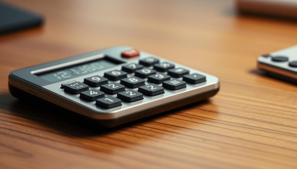 A sleek, modern calculator with a minimalist design, its silver and black chassis gleaming under soft, diffused lighting. The display shows numerals in a clear, legible font, conveying information without any textual labels or UI elements. The calculator rests on a wooden desk, the grain patterns adding a natural, tactile quality to the scene. The background is slightly blurred, focusing the viewer's attention on the calculator itself, which appears to be the sole focal point. An atmosphere of efficiency and simplicity pervades the image, reflecting the "kalkulator terbilang offline" concept. A sleek, modern calculator with a minimalist design, its silver and black chassis gleaming under soft, diffused lighting. The display shows numerals in a clear, legible font, conveying information without any textual labels or UI elements. The calculator rests on a wooden desk, the grain patterns adding a natural, tactile quality to the scene. The background is slightly blurred, focusing the viewer's attention on the calculator itself, which appears to be the sole focal point. An atmosphere of efficiency and simplicity pervades the image, reflecting the "kalkulator terbilang offline" concept.